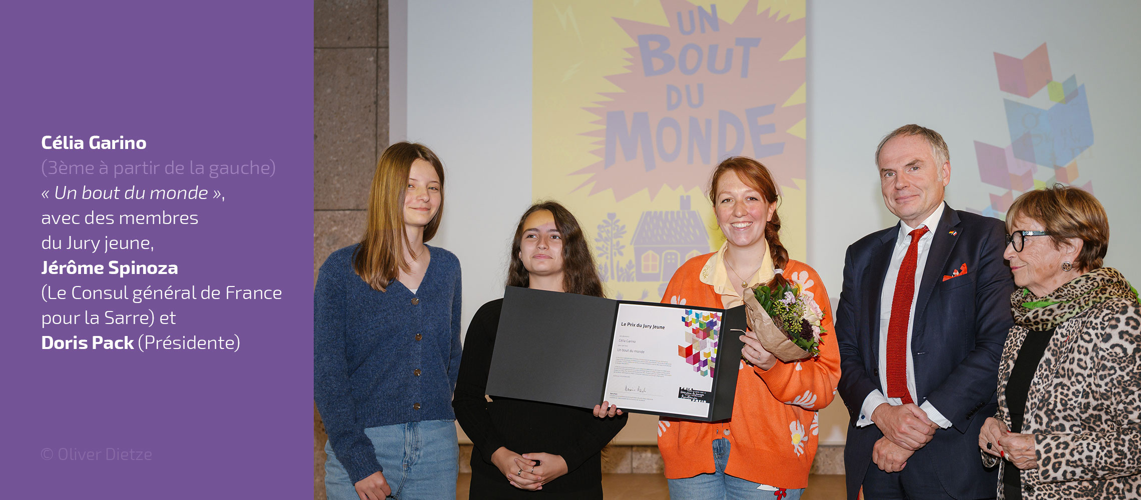 Kornelia Wald & Houssein Kahin („Die Tasche“)  avec des membres du Jury jeune et Doris Pack (Présidente)